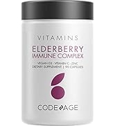 Codeage Organic Black Elderberry Supplement - Vitamin C, D, Zinc - Fermented Black Elderberries V...