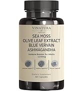 VINATURA Sea Moss Blue Vervain Olive Leaf Extract Ashwagandha 1250mg *USA Made &Tested* Immune Bo...