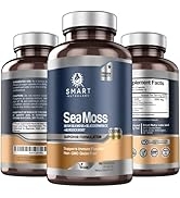 SMART NUTRA LABS Organic Sea Moss 3200MG Per Serving- 180 Vegan Capsules- Irish Sea Moss, Bladder...