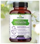 Zazzee Extra Strength Prenatal Multi Complex, 120 Vegan Capsules, Enhanced with MK7, 10 Billion C...