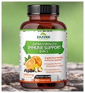 Zazzee Extra Strength 8-in-1 Immune Support, 180 Vegan Capsules, 1400 mg per Capsule, 1000 mg Vit c