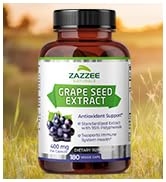 Zazzee Grape Seed Extract 20,000 mg Strength, 180 Vegan Capsules, 95% Polyphenols (Proanthocyanidins