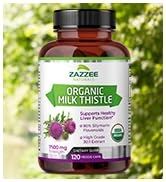 Zazzee Organic Milk Thistle Extract Capsules, 120 Vegan Capsules, 7500 mg Strength, 80% Silymarin